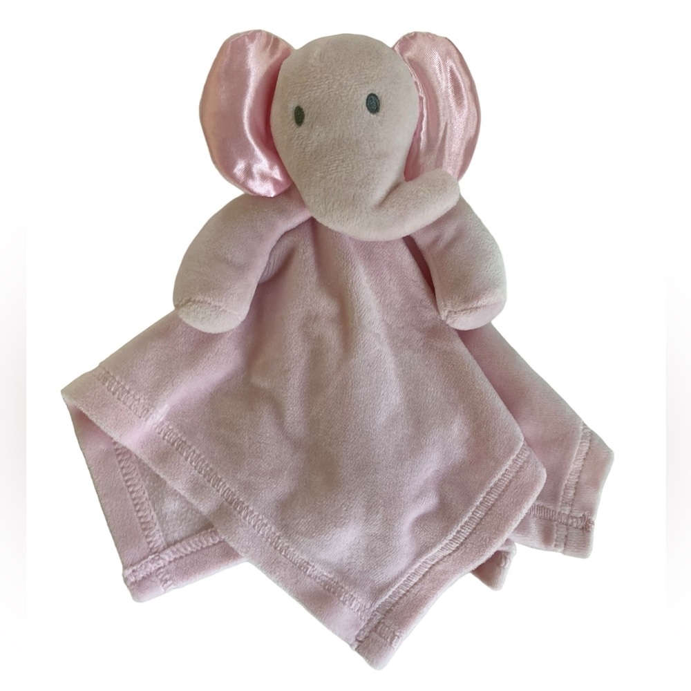 Pink Elephant Plush Lovey Security Blanket Satin Ears 12" Unbranded.